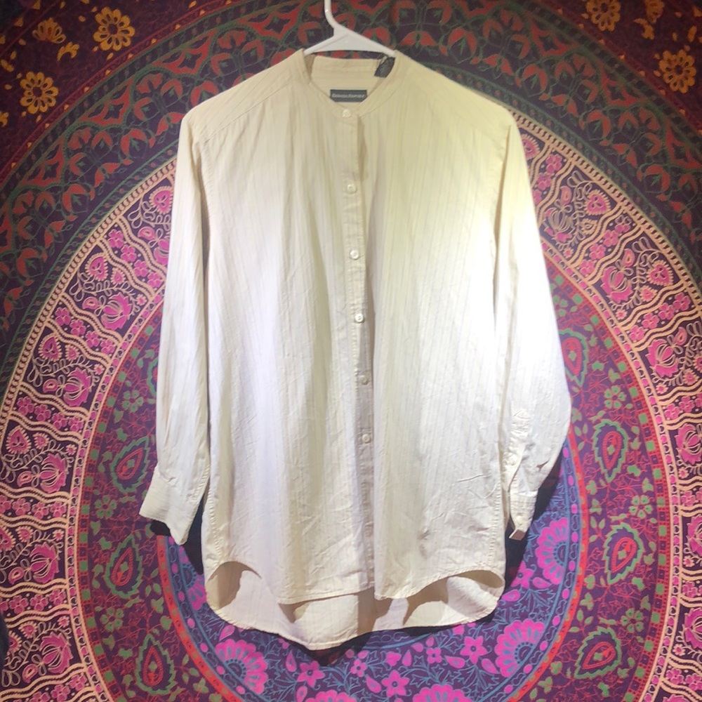 Banana Republic beige stripe button down